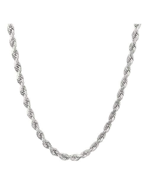 Verona Jewelers Mens Italian 925 Sterling Silver Diamond Cut Rope Chain Necklace, 5MM, 6MM, 7.5MM,8.5MM- Mens Rope Chain, Sterling Silver Rope Chain Necklace For Men, Men