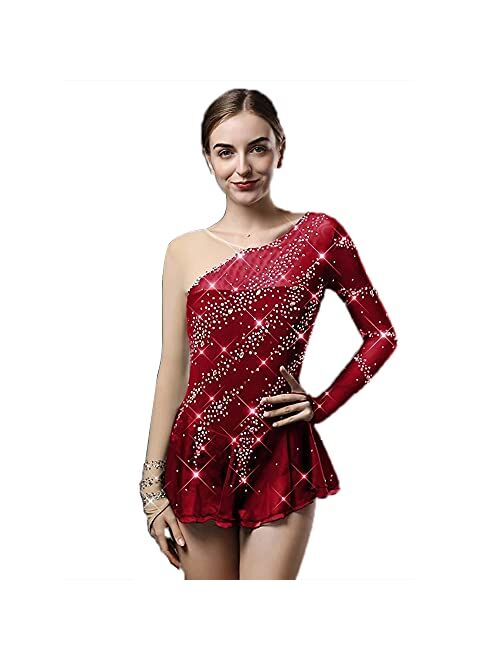 LIUHUO Ice Skating Dress Girls Black Ice Skating Dance Skirt for Competition 9 Colors