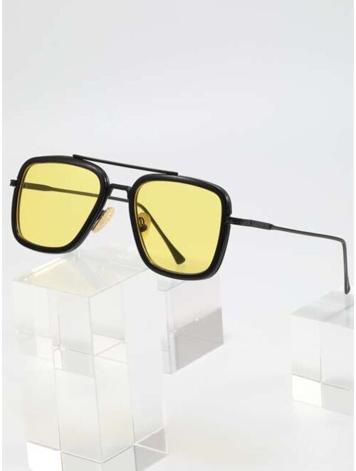 Shein Men Top Bar Tinted Lens Fashion Glasses