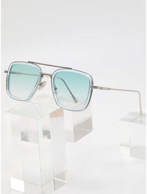 Shein Men Top Bar Tinted Lens Fashion Glasses