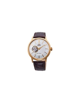 'Bambino Open Heart' Japanese Automatic Stainless Steel and Leather Dress Watch