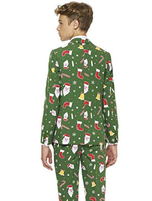 Opposuits Christmas Suits for Boys Aged 10-16 Years Ugly Xmas Costumes with Jacket Pants & Tie