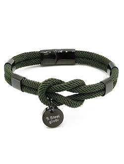 globi Paracord Braided Rope Bracelet for Men Women | Lightweight Nautical Unisex Cuff Bracelet with Stainless Steel Magnetic Clasp