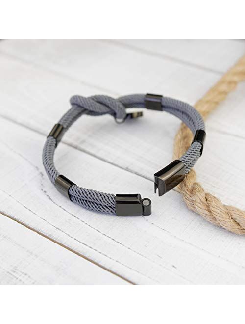 globi Paracord Braided Rope Bracelet for Men Women | Lightweight Nautical Unisex Cuff Bracelet with Stainless Steel Magnetic Clasp