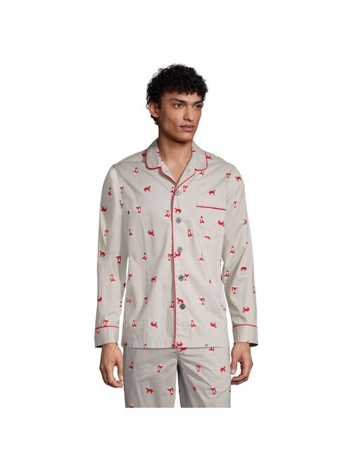 Men's Lands' End Broadcloth Pajama Sleep Shirt