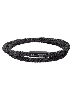 RT Rubber, Double Wrap Braided Cable Bracelet with Anodised Aluminum Clasp