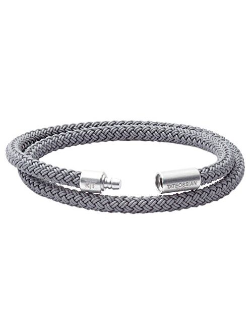 Tateossian RT Rubber, Double Wrap Braided Cable Bracelet with Anodised Aluminum Clasp