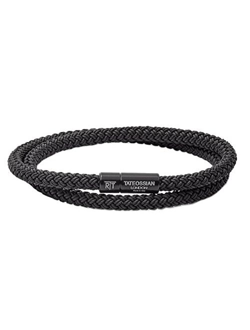 Tateossian RT Rubber, Double Wrap Braided Cable Bracelet with Anodised Aluminum Clasp