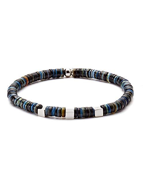 Tateossian Blue Seychelles and Sterling Silver Beaded Bracelet