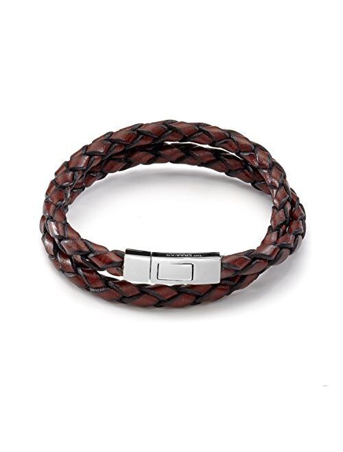 Tateossian Men's Leather Double Wrap Scoubidou Bracelet