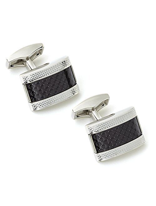 Tateossian Carbon Fibre D-Shape Cufflinks