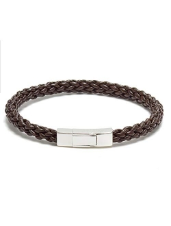 Men's Click Trenza Braided Leather Bracelet