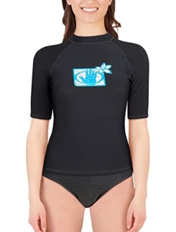 Women's Rash Guard - UPF 50  Quick Dry Fitted Short Sleeve Swim Shirt (S-XXL)