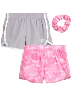 Girls Active Shorts 2 Pack Athletic Gym Dolphin Shorts (Size: 7-12)