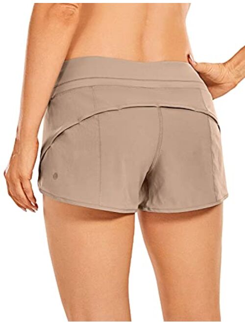 CRZ YOGA Women's Quick Dry Workout Running Shorts Mesh Liner - 2.5'' Drawstring Sport Gym Athletic Shorts Zip Pocket