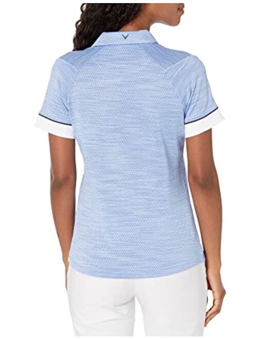 Callaway Women's Short Sleeve Swing Tech Colorblock Textured Zip Polo Shirt