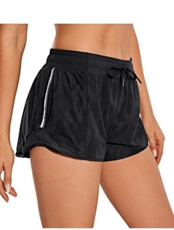 Women's Mid-Waist Workout Running Shorts Mesh Liner - 2.5" Quick Dry Drawstring Sport Gym Athletic Shorts Pocket