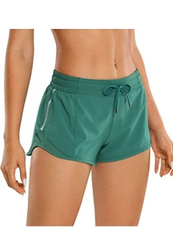 Women's Mid-Waist Workout Running Shorts Mesh Liner - 2.5" Quick Dry Drawstring Sport Gym Athletic Shorts Pocket