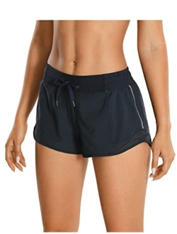 Women's Mid-Waist Workout Running Shorts Mesh Liner - 2.5" Quick Dry Drawstring Sport Gym Athletic Shorts Pocket