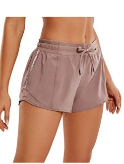 Women's Mid-Waist Workout Running Shorts Mesh Liner - 2.5" Quick Dry Drawstring Sport Gym Athletic Shorts Pocket