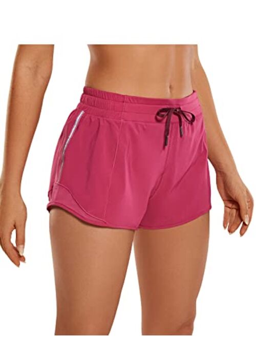 CRZ YOGA Women's Mid-Waist Workout Running Shorts Mesh Liner - 2.5" Quick Dry Drawstring Sport Gym Athletic Shorts Pocket