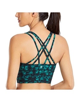 Women's Medium Impact Wirefree Padded Strappy Longline Sports Bras