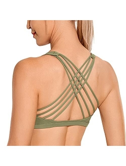 Strappy Sports Bras for Women - Criss Cross Back Sexy Wireless Padded Yoga Bra Cute Workout