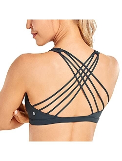 Strappy Sports Bras for Women - Criss Cross Back Sexy Wireless Padded Yoga Bra Cute Workout