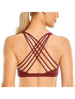 Strappy Sports Bras for Women - Criss Cross Back Sexy Wireless Padded Yoga Bra Cute Workout