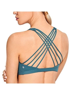 Strappy Sports Bras for Women - Criss Cross Back Sexy Wireless Padded Yoga Bra Cute Workout