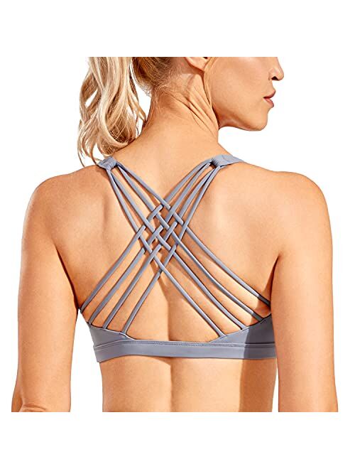 CRZ YOGA Strappy Sports Bras for Women - Criss Cross Back Sexy Wireless Padded Yoga Bra Cute Workout