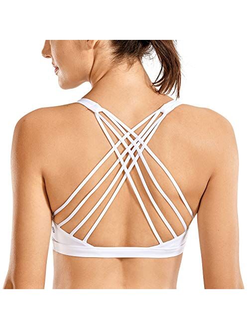 CRZ YOGA Strappy Sports Bras for Women - Criss Cross Back Sexy Wireless Padded Yoga Bra Cute Workout