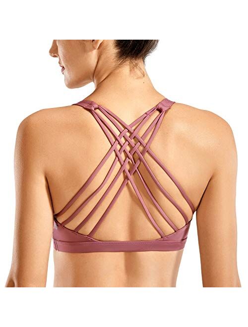 CRZ YOGA Strappy Sports Bras for Women - Criss Cross Back Sexy Wireless Padded Yoga Bra Cute Workout