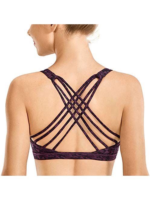 CRZ YOGA Strappy Sports Bras for Women - Criss Cross Back Sexy Wireless Padded Yoga Bra Cute Workout