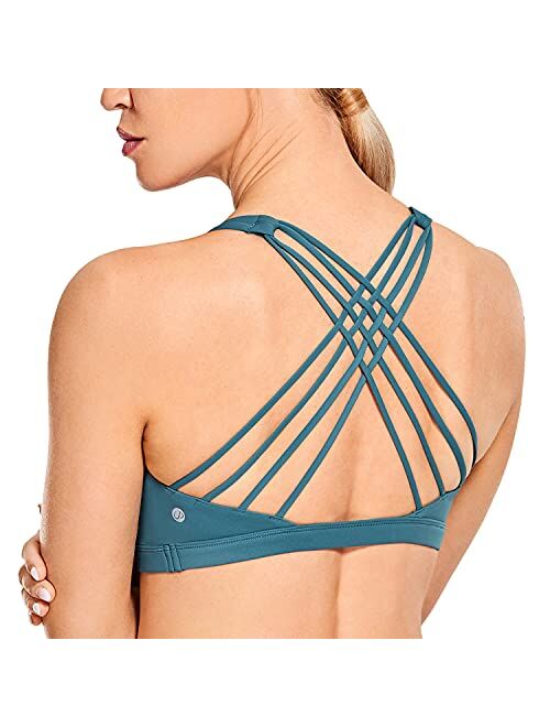 CRZ YOGA Strappy Sports Bras for Women - Criss Cross Back Sexy Wireless Padded Yoga Bra Cute Workout