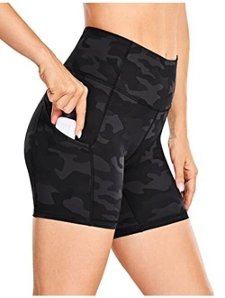 Women's Naked Feeling Light Biker Shorts 6'' - High Waisted Gym Run Workout Compression Spandex Shorts Pockets