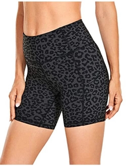 Women's Naked Feeling Light Biker Shorts 6'' - High Waisted Gym Run Workout Compression Spandex Shorts Pockets