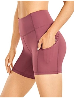 Women's Naked Feeling Light Biker Shorts 6'' - High Waisted Gym Run Workout Compression Spandex Shorts Pockets