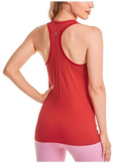 Women's Active Seamless Workout Tank Tops Racerback Athletic Running Yoga Gym Shirts Long Length