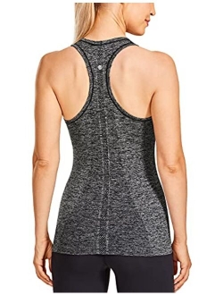 Women's Active Seamless Workout Tank Tops Racerback Athletic Running Yoga Gym Shirts Long Length