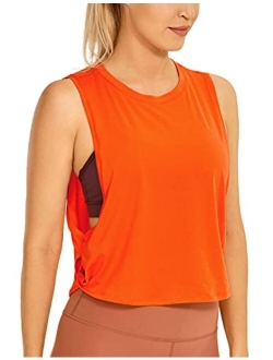 Pima Cotton Cropped Tank Tops for Women - Sleeveless Sports Shirts Athletic Yoga Running Gym Workout Crop Tops