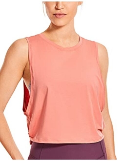 Pima Cotton Cropped Tank Tops for Women - Sleeveless Sports Shirts Athletic Yoga Running Gym Workout Crop Tops