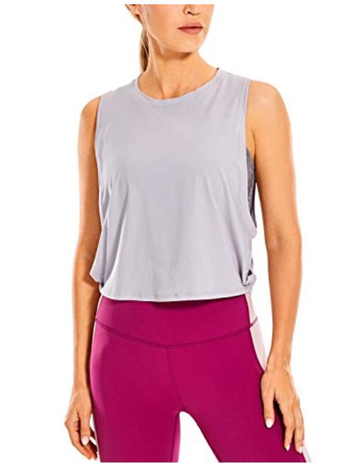 CRZ YOGA Pima Cotton Cropped Tank Tops for Women - Sleeveless Sports Shirts Athletic Yoga Running Gym Workout Crop Tops