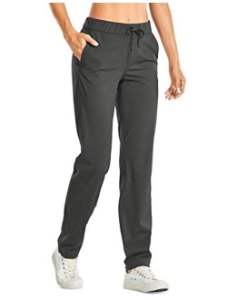 Womens 4-Way Stretch Travel Casual Pants Tall 31" - Sweatpants Lounge Outdoor Workout Athletic Pockets Trousers