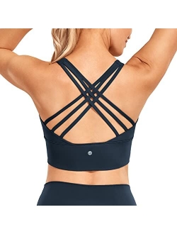 Strappy Longline Sports Bras for Women - Wirefree Padded Criss Cross Yoga Bras Cropped Tank Tops