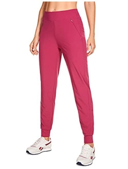 Women's Lined Double Layer Athletic Joggers with Zipper Pockets Comfy Lounge Workout Pants with Elastic Waist