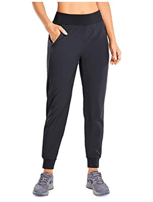 CRZ YOGA Women's Lined Double Layer Athletic Joggers with Zipper Pockets Comfy Lounge Workout Pants with Elastic Waist