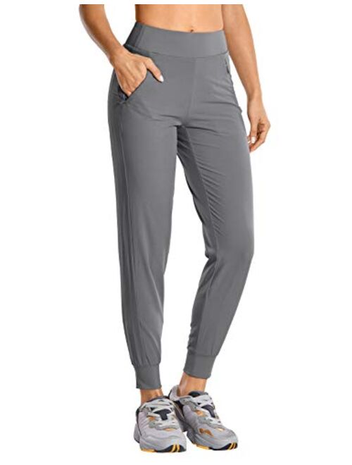 CRZ YOGA Women's Lined Double Layer Athletic Joggers with Zipper Pockets Comfy Lounge Workout Pants with Elastic Waist