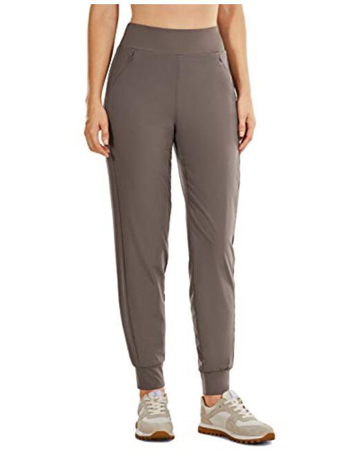 CRZ YOGA Women's Lined Double Layer Athletic Joggers with Zipper Pockets Comfy Lounge Workout Pants with Elastic Waist