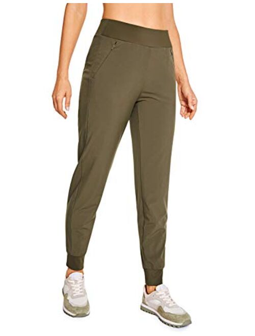 CRZ YOGA Women's Lined Double Layer Athletic Joggers with Zipper Pockets Comfy Lounge Workout Pants with Elastic Waist